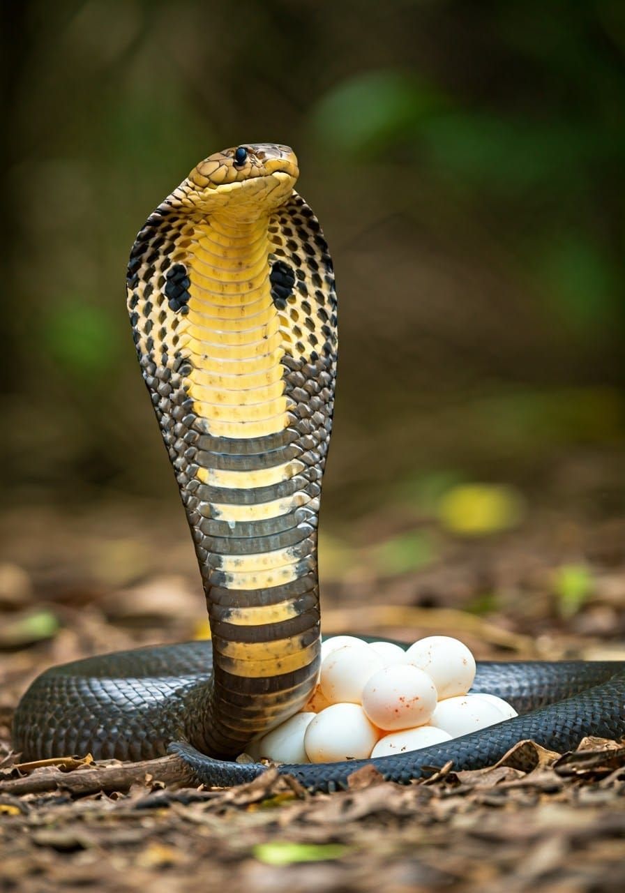 Majestic King Cobra Defends Nest