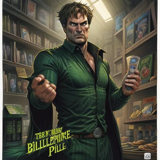 Dill Pickle Man in Comic Book Art Style