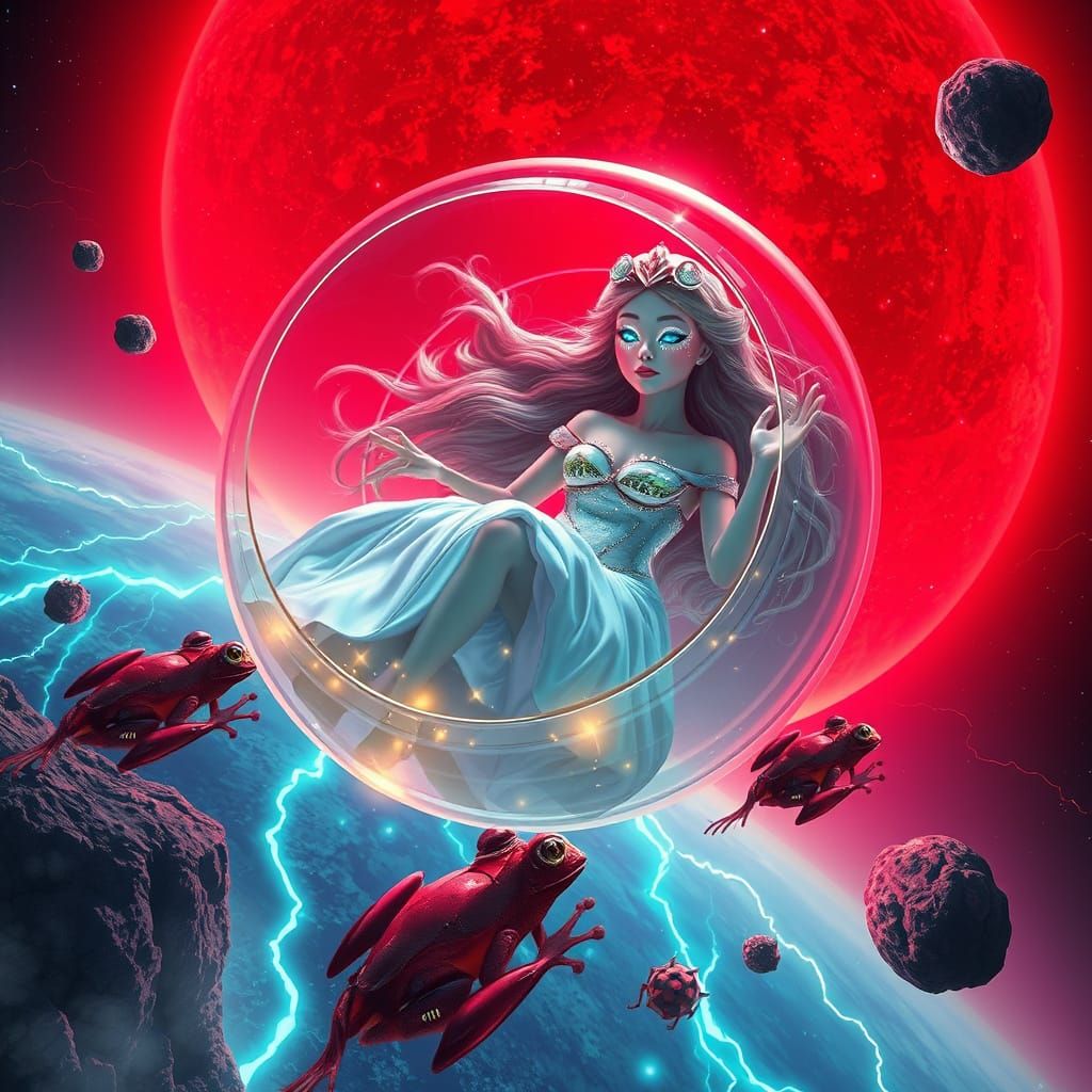 Sleeping Beauty in Stardust Cryo-Pod: Digital Art