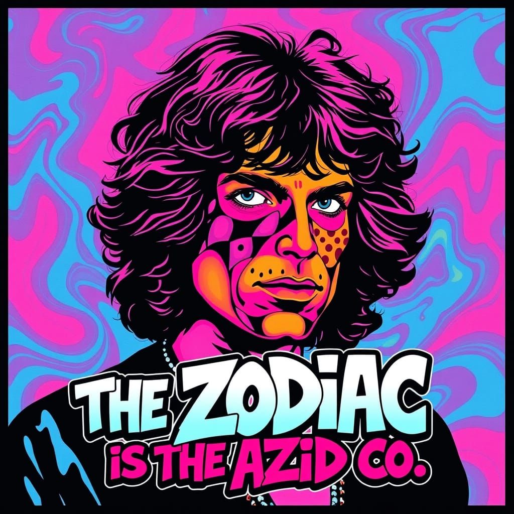 Psychedelic Jim Morrison Portrait in Vibrant, Swirly 1960s S...