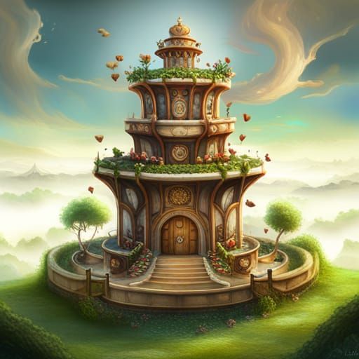 Fantastical Three-Story Wedding Cake in Color Pencil