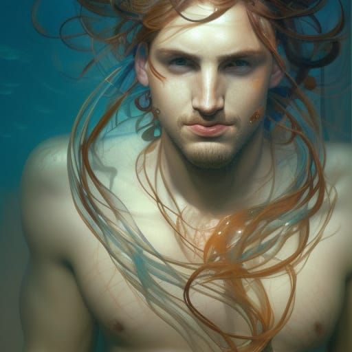 Underwater Portrait of Pontus in Art Nouveau Style