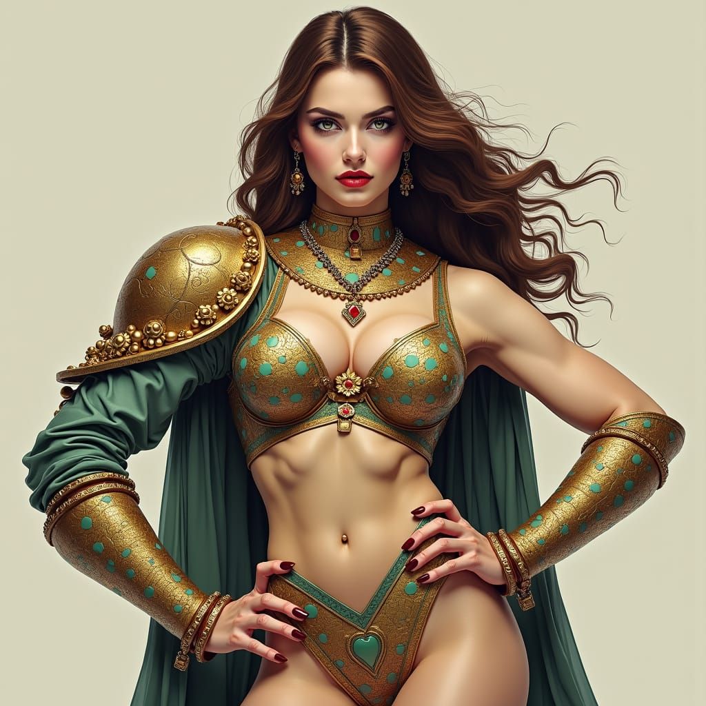 Futuristic Venetian Woman with Exaggerated Anatomy