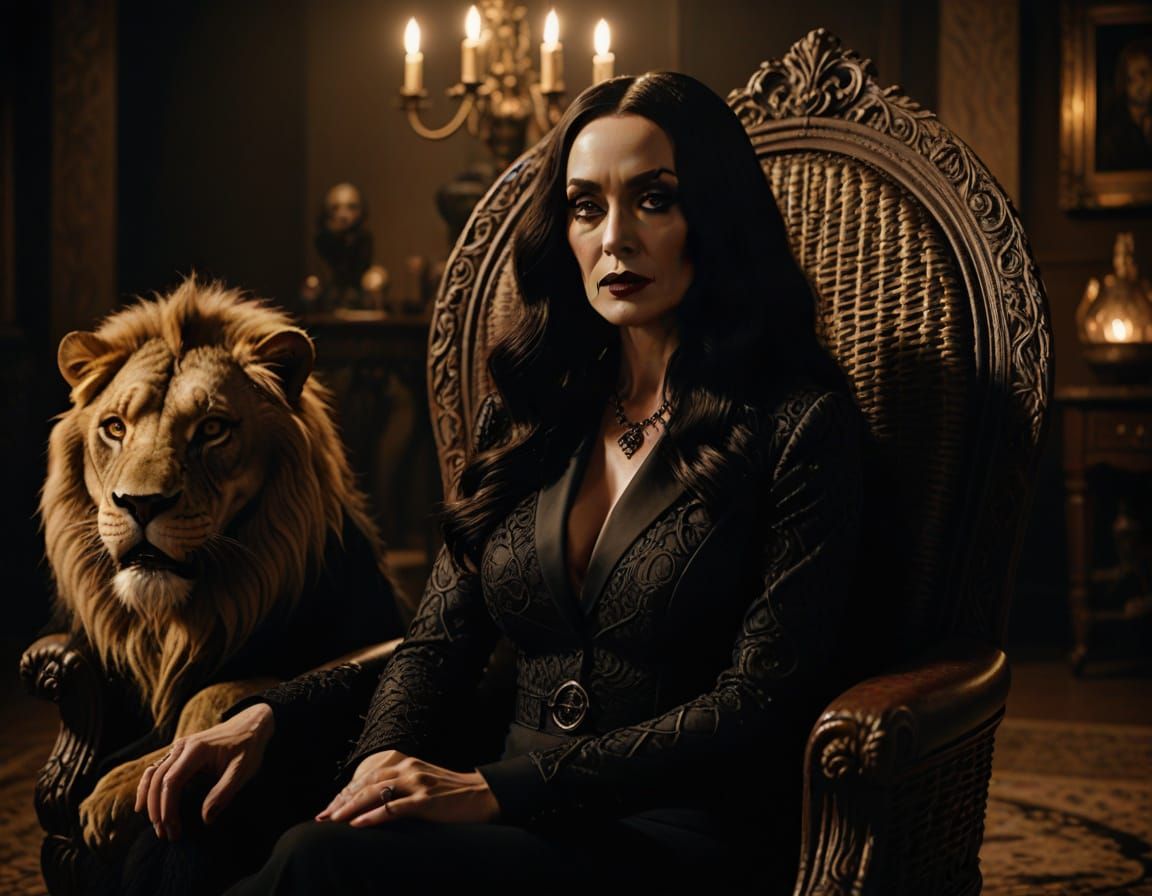 Morticia and Kitty and Thing