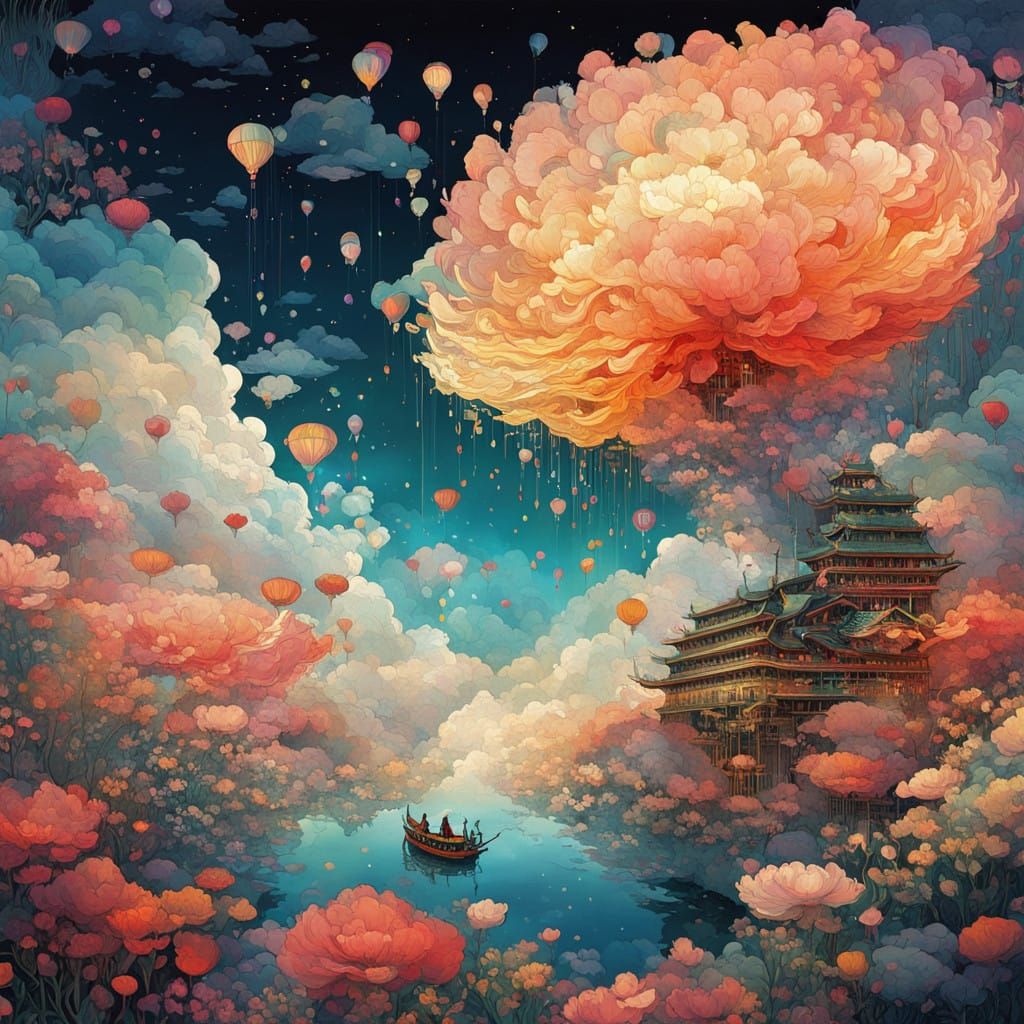 Ethereal Flower Blooms Amidst Celestial Whispers