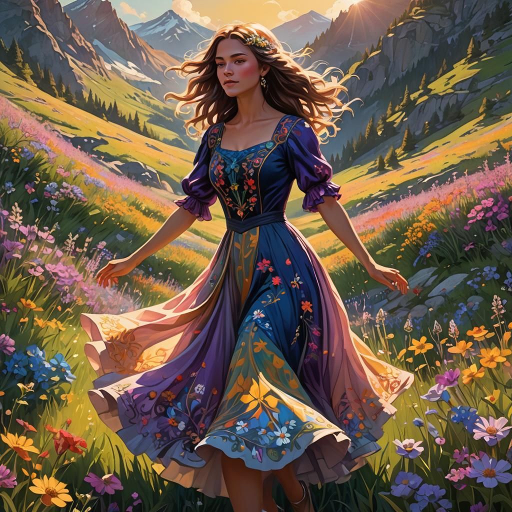 Bertha Dances in a Psychedelic Mountain Meadow
