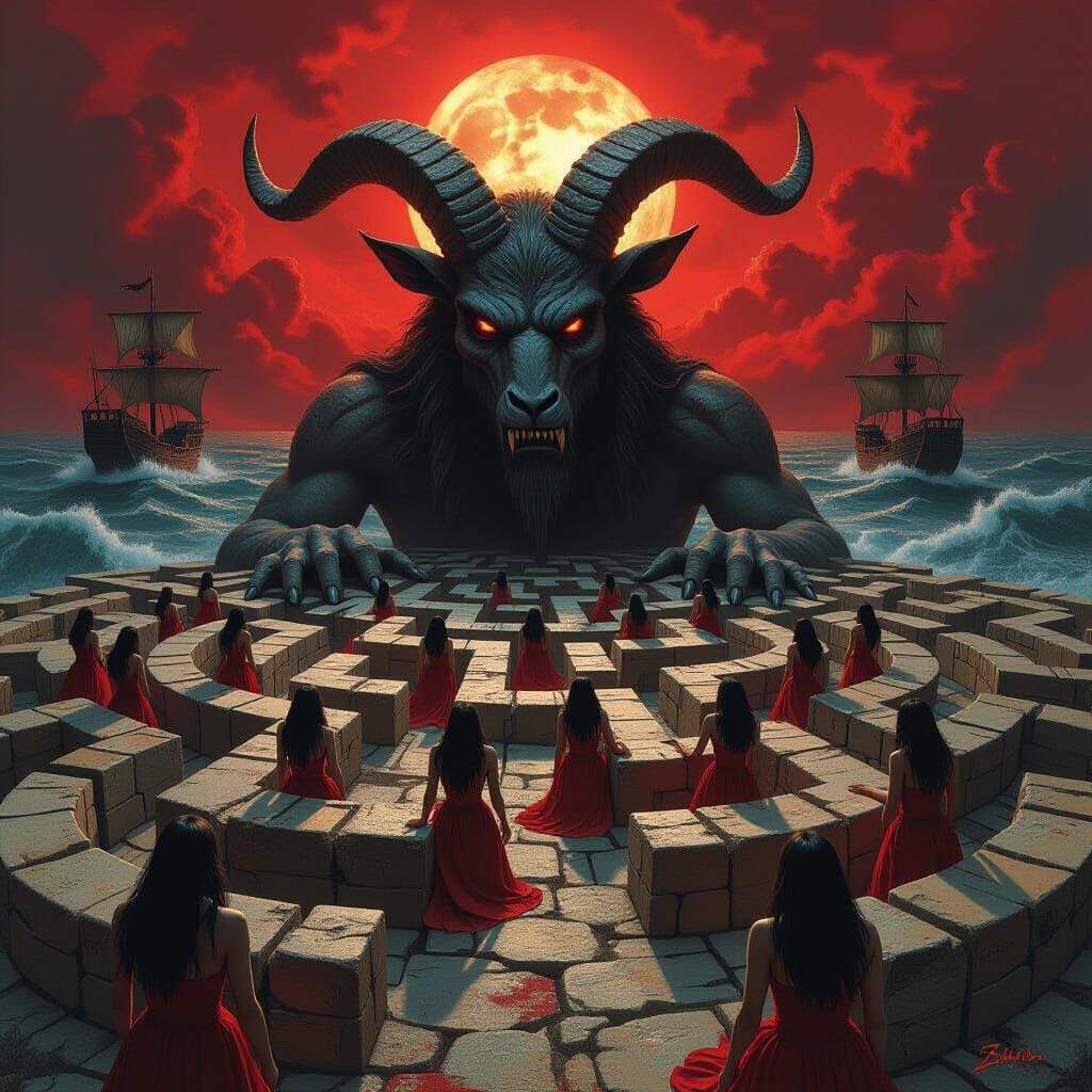Cosmic Horror Labyrinth Guarded by Goat Deity