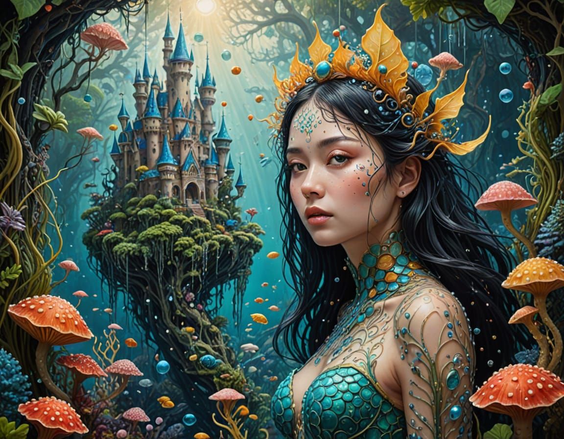 Dreamlike Underwater Cityscape in Vibrant Pastel Hues