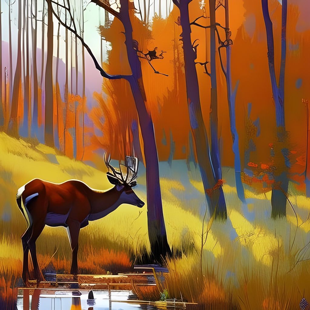 Graceful Deer in Expressive Brushstroke Style