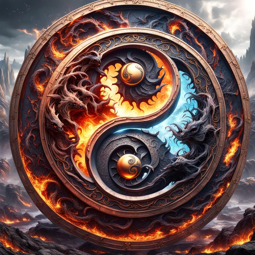 Heaven and Hell Yin Yang in Fantasy Art Style