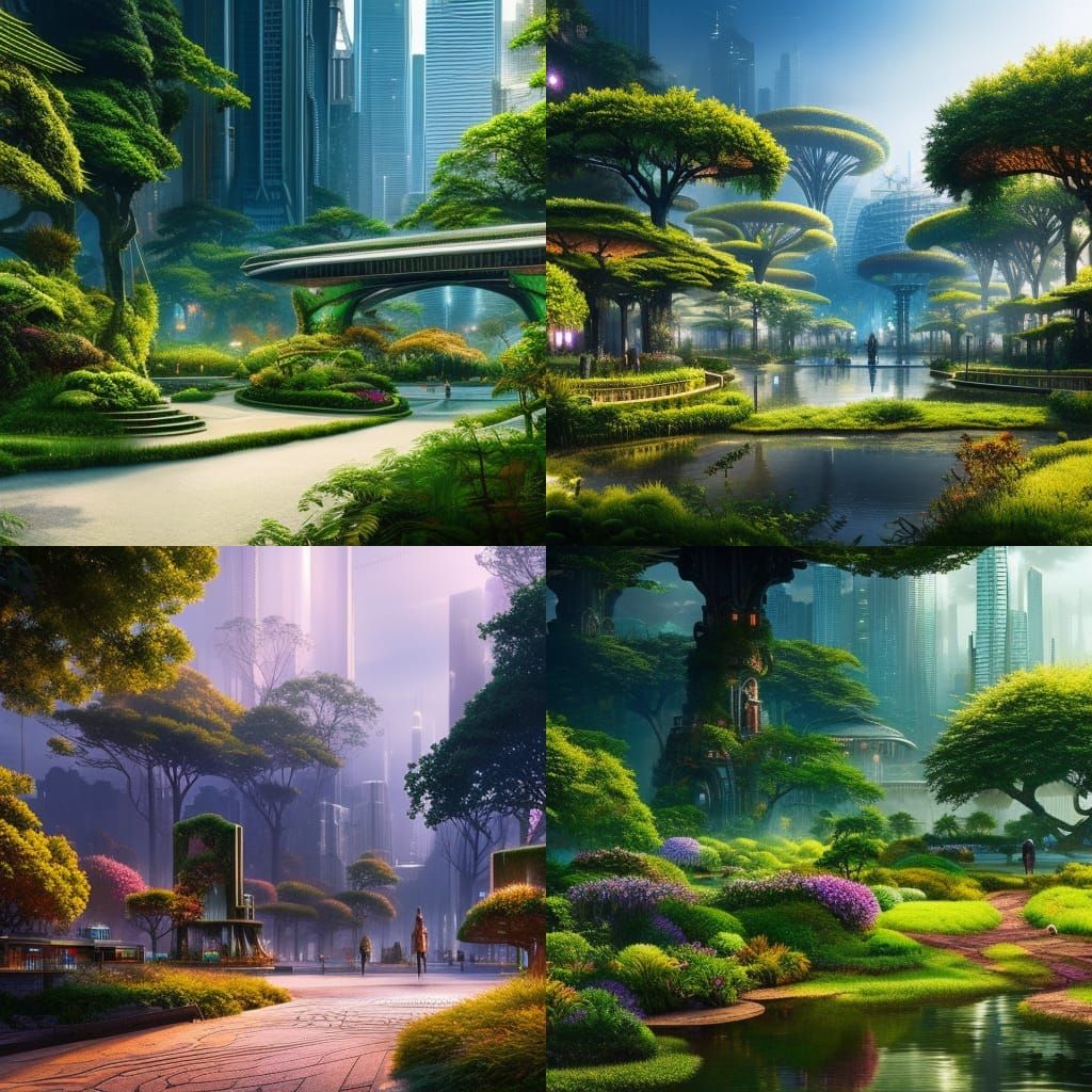 Tree of Life in Cyberpunk City Park