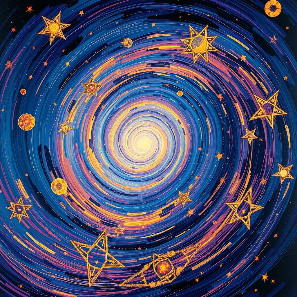 Surreal Cosmic Vortex in Cyberpunk and Biomechanical Style