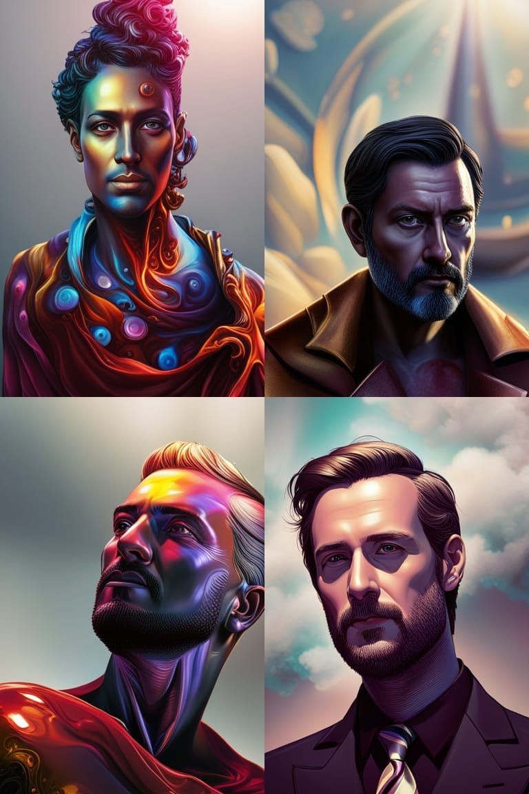 Handsome Man Character with Acrylic Ink and Lens Flare