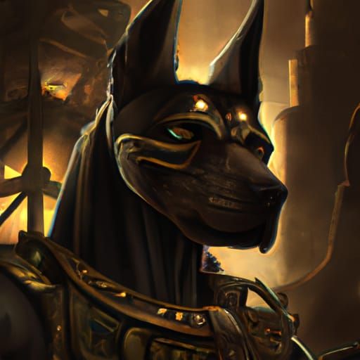 Sinister Anubis Portrait in Steampunk Horror Style