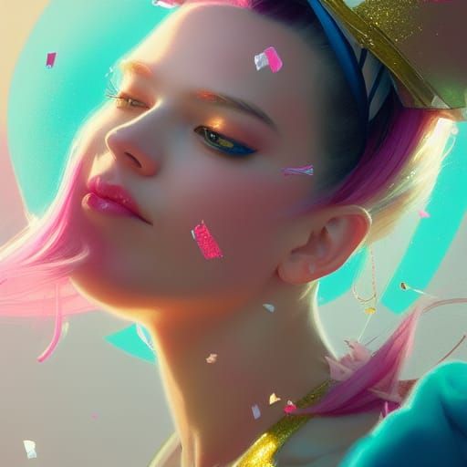 Bubblegum Princess Portrait in Hyperdetailed Art Nouveau Sty...