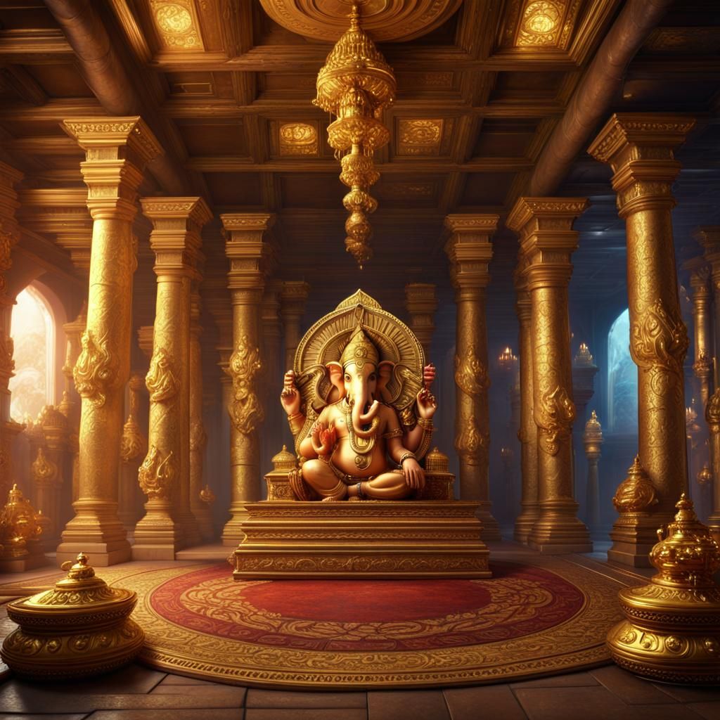 Golden Ganesha in a Treasure Room