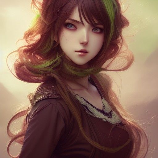 Flustered Goddess in Anime Style Digital Illustration