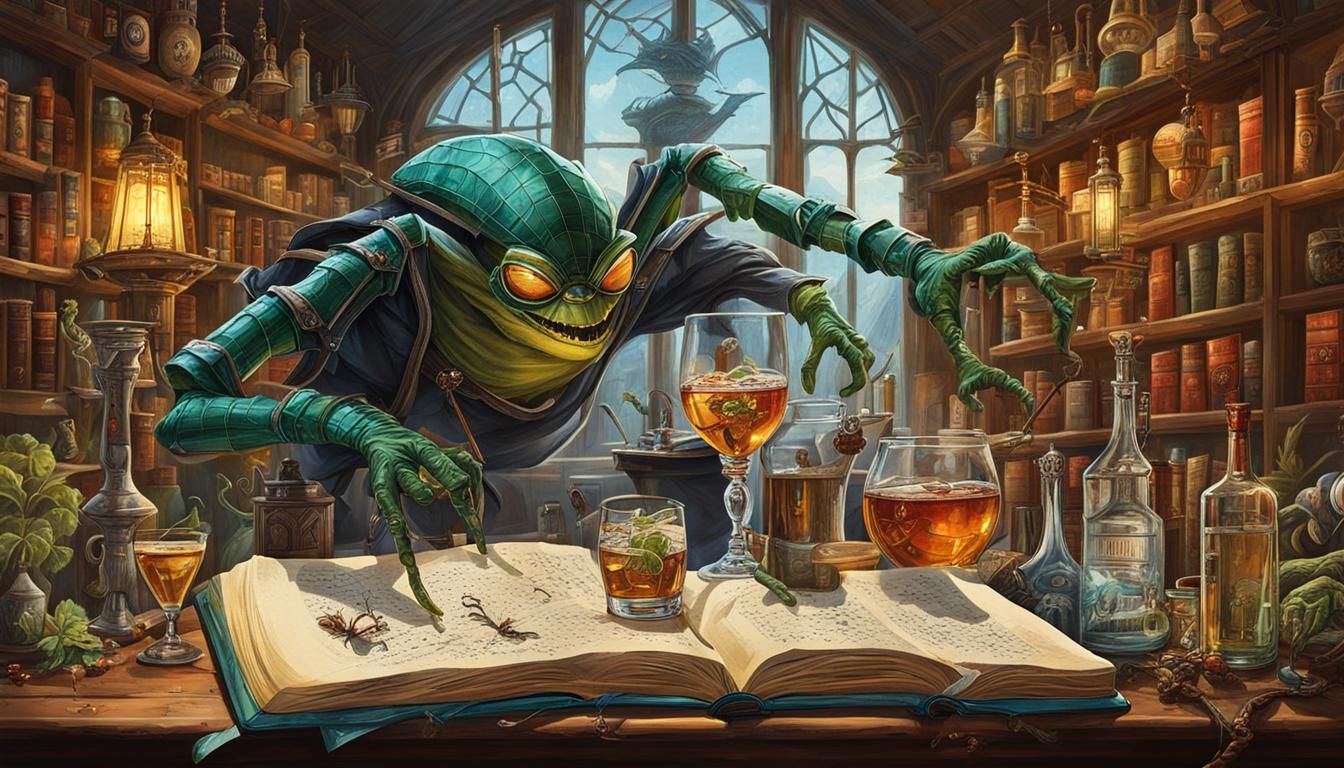 Surreal Spider-Alchemist Lair in Hidden Forest