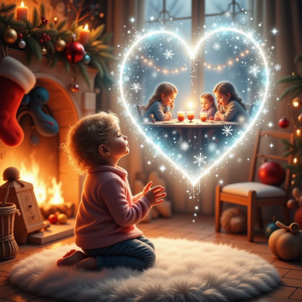 Child's Christmas Wish for Family Warmth and Togetherness