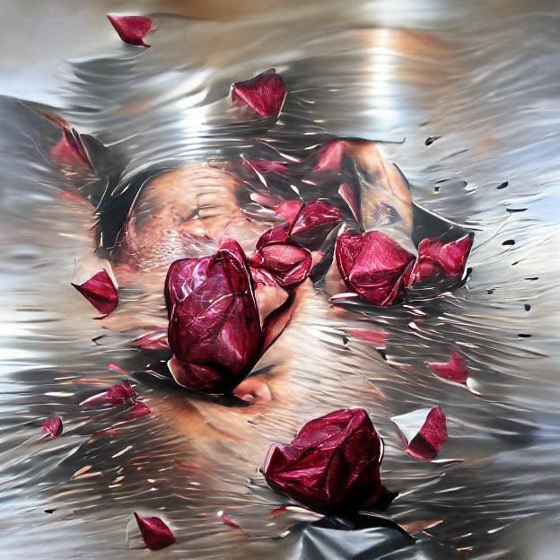 Metal Heart Exploding into Rose Petals in Hyperrealism