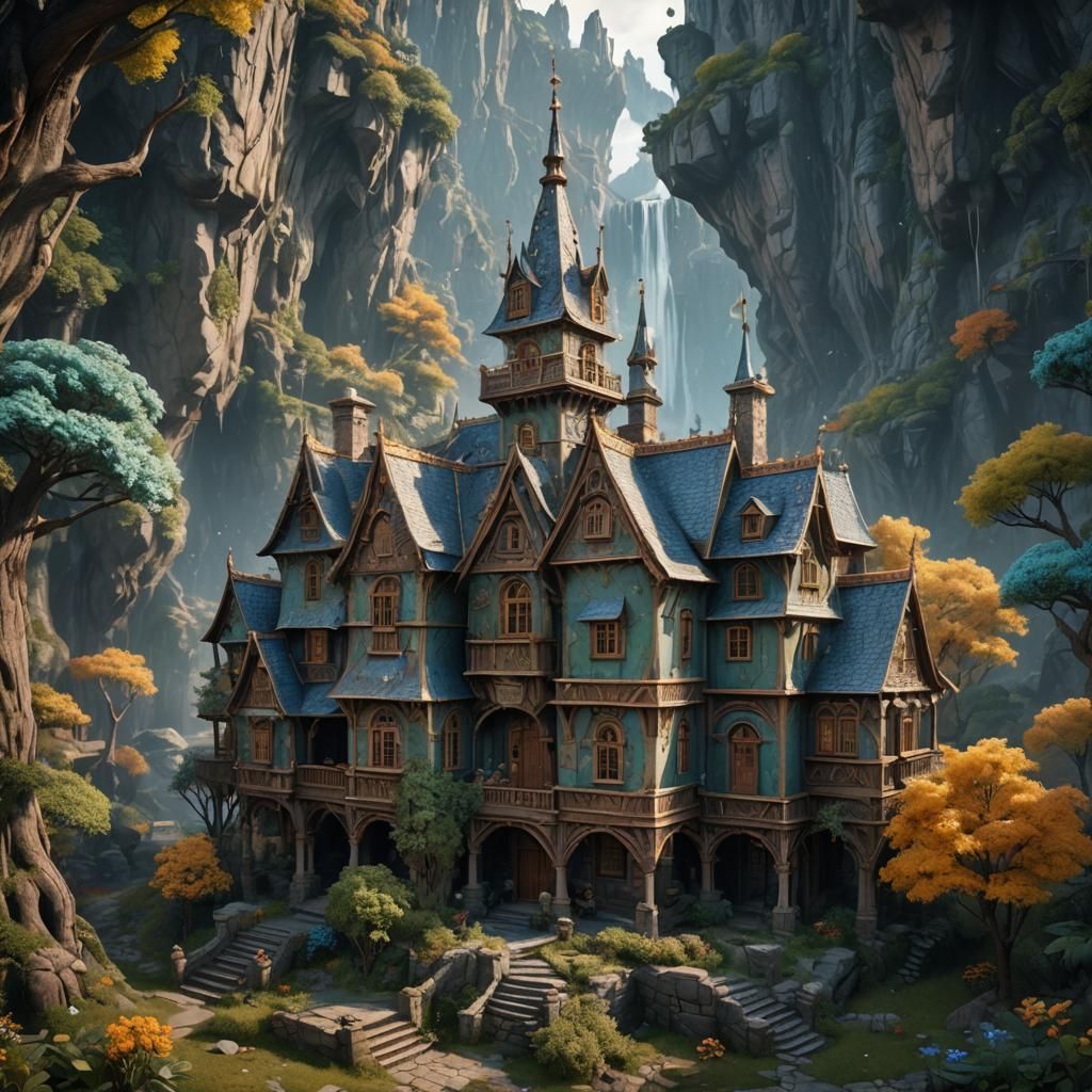 Fantastical House in Detailed Matte Painting Style