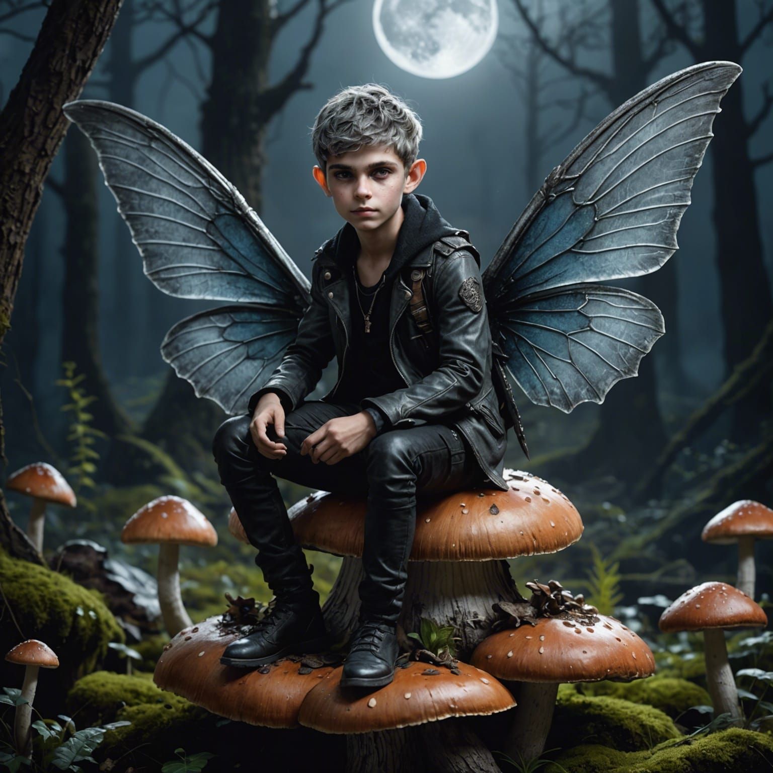 Macro Photo of a Pixie on a Mushroom