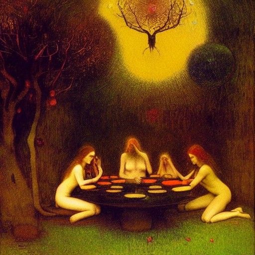 Witches' Coven in Eden: A Surrealist Vision