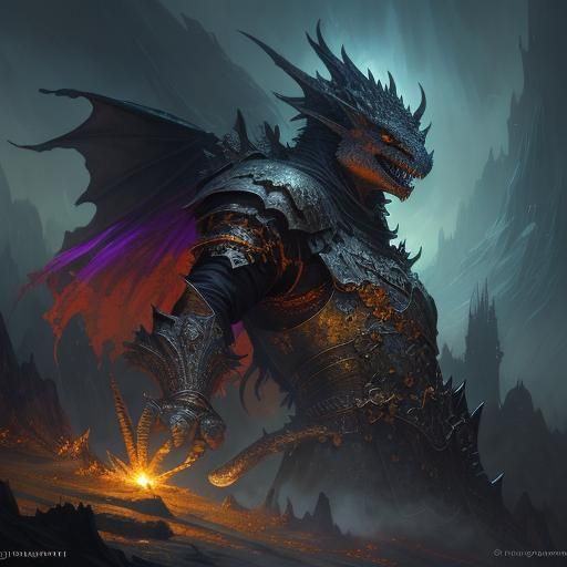 Knight in Fantasy Landscape with Dragon, Splash Screen Art
