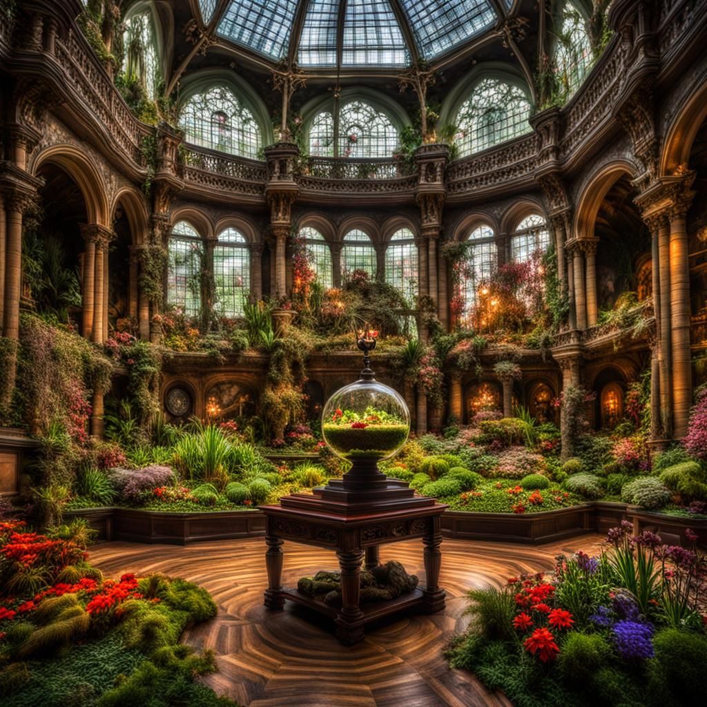 Fantastical Indoor Terrarium Ballroom with Flowers