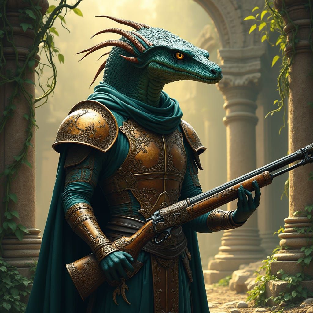 Majestic Cobra-Like Naga in Ancient Ruins