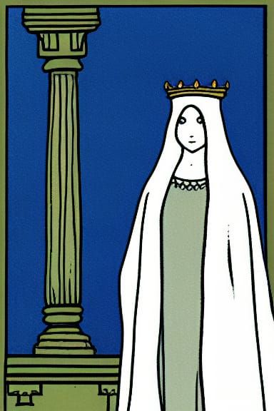 High Priestess Tarot Card in Gorey Illustration