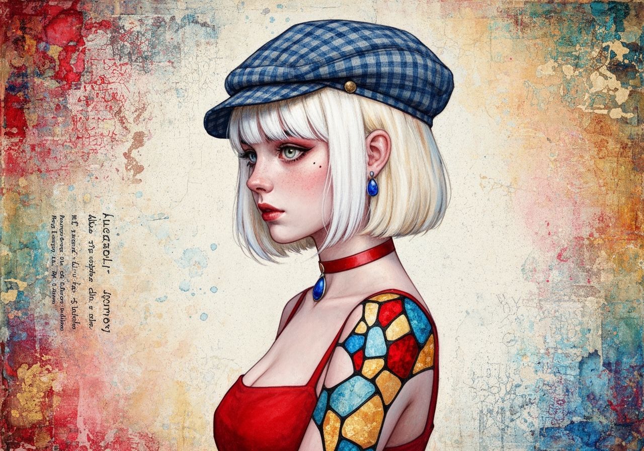 Petite Woman with Blonde Hair in Alcohol Ink Style