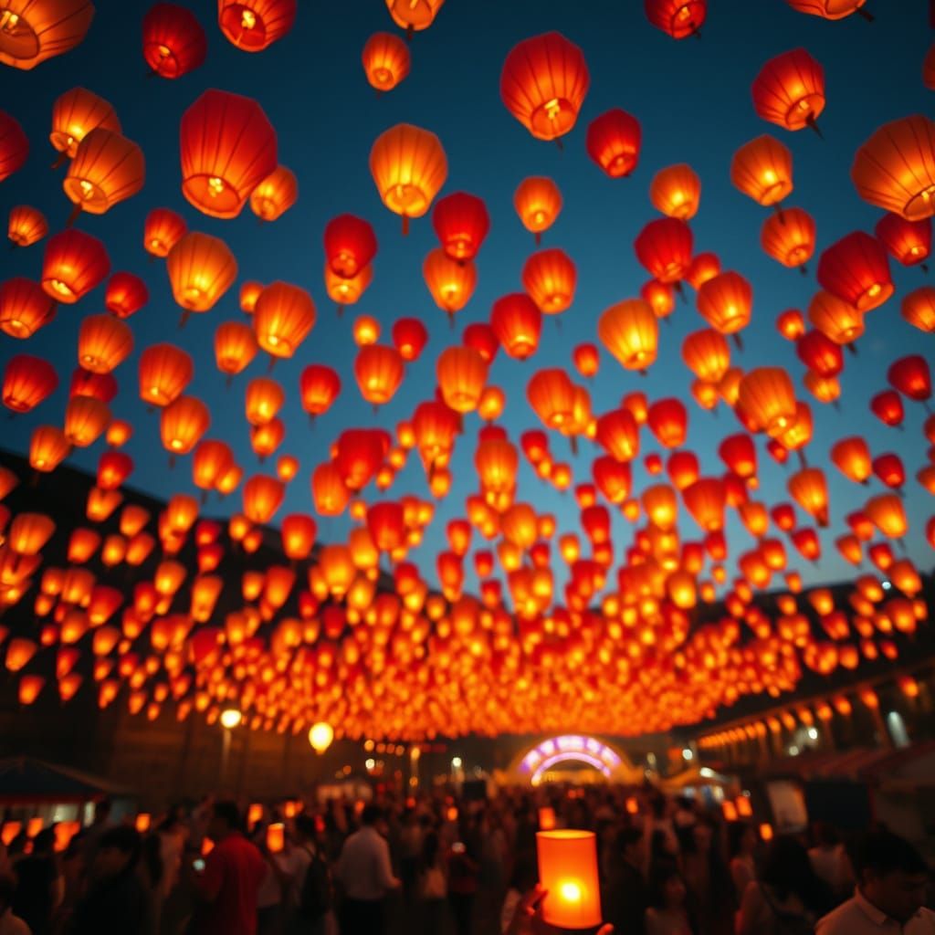 Golden Lanterns Soar in Pingxi, Taiwan