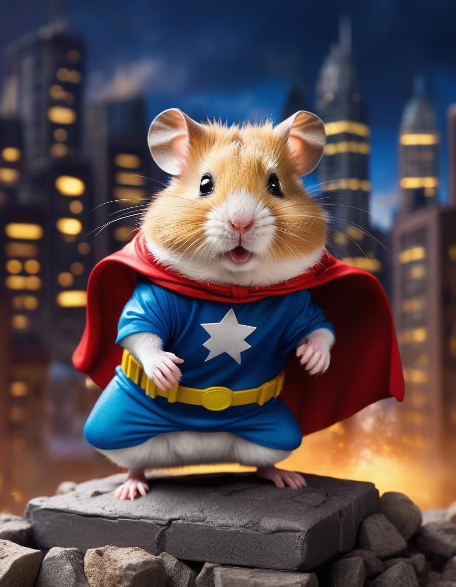 Hero Hamster Leaps into Action in Comic Style