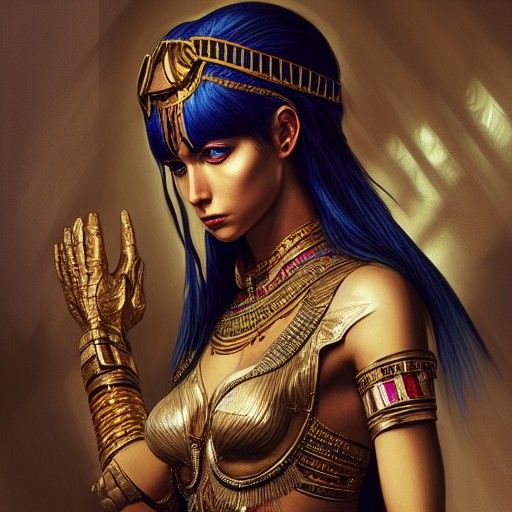 Hyperdetailed Cleopatra in Shining Armor, Digital Art