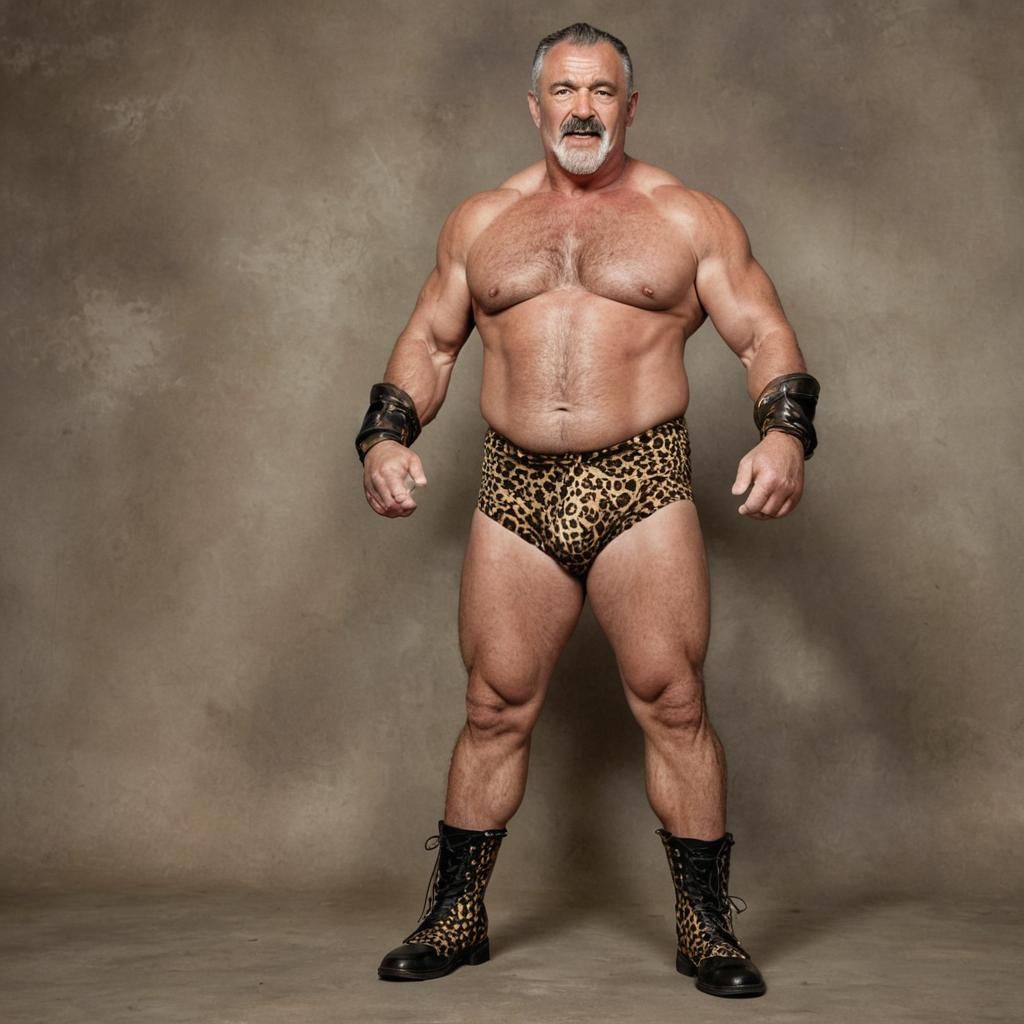 Evil Wrestling Champ in Leopard Print Trunks