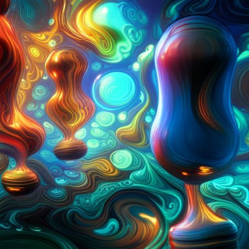 Psychedelic Lava Lamp with Bubbles in Digital Painting