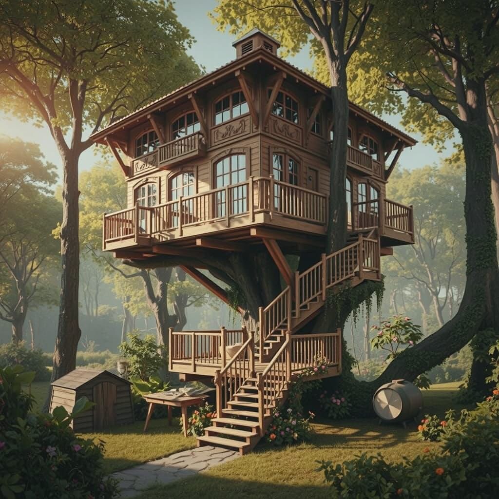 Whimsical Luxury Treehouse Palace in Fantastical Architectur...