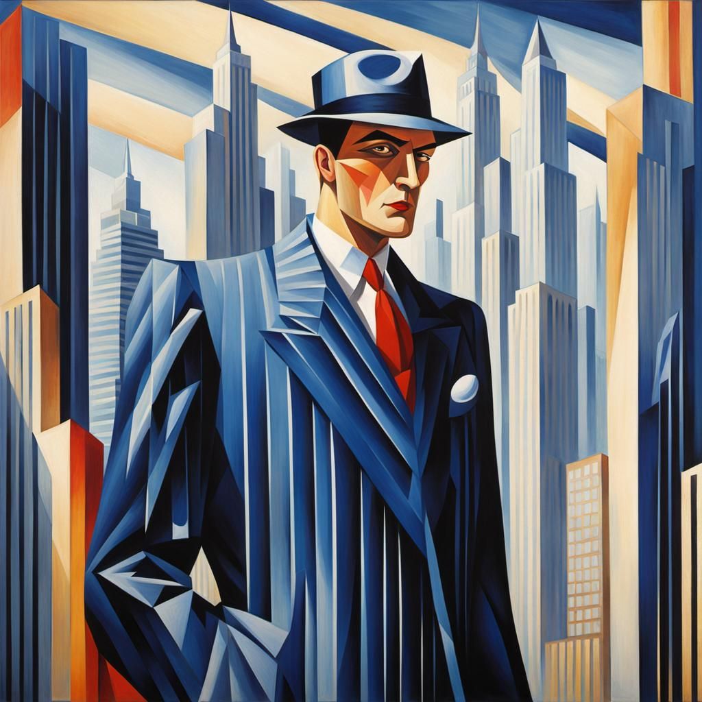 Art Deco Man in Zoot Suit Abstract Cubism