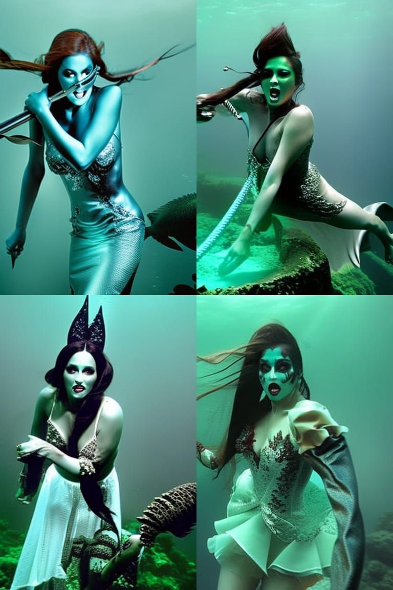 Terrifying Horror Mermaid in Bloody Waters