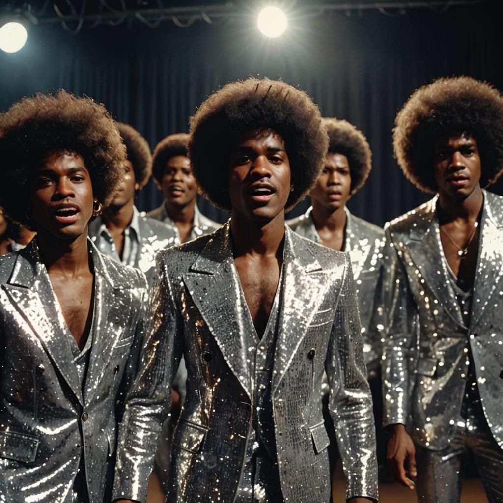 1970s Film Still of Singing Group