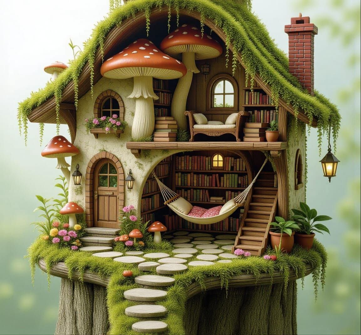 Enchanting Fairy House Interior with Mushroom Decor