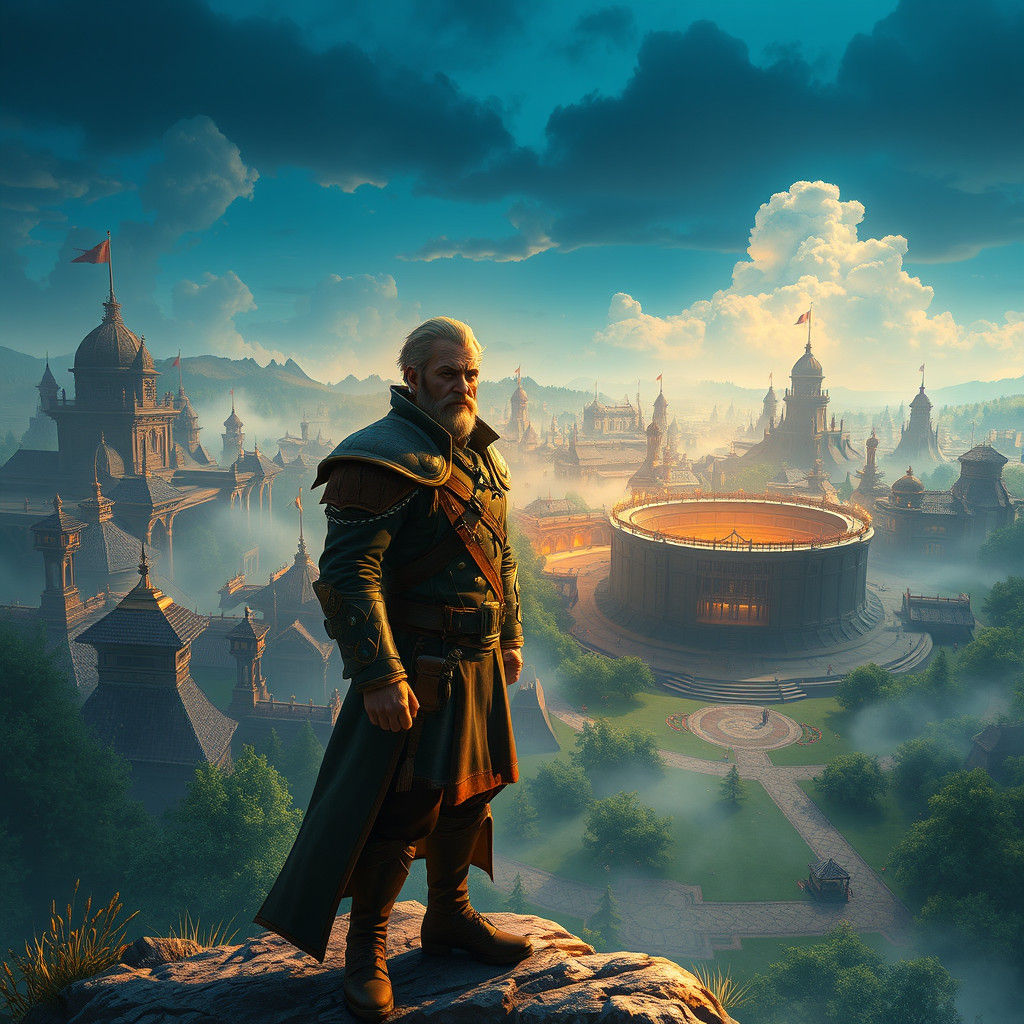 Captain Massingale Overlooks Garen's Well Megalopolis