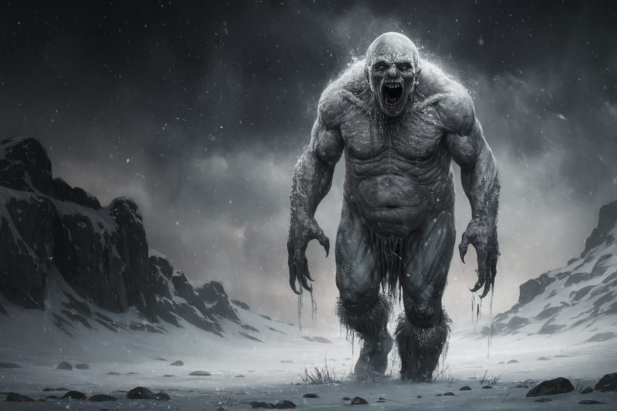 Ominous Grotesque Ithaqua Stalks Frozen Tundra