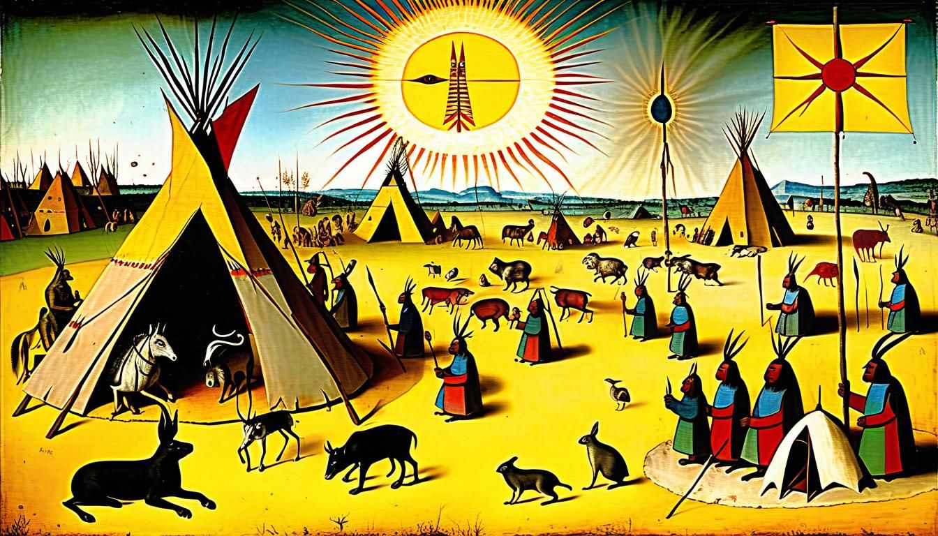 Surreal Native American Village Inspired by Bosch