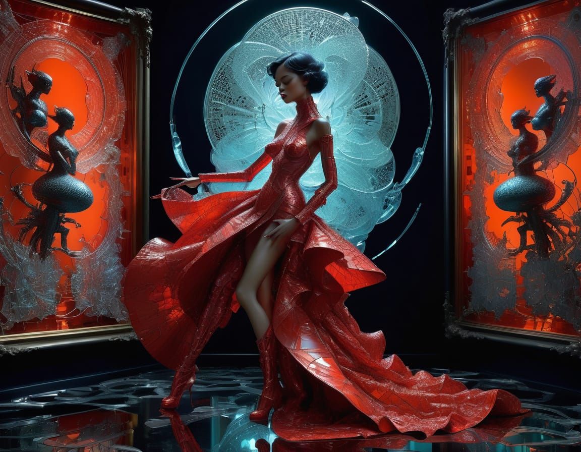 urbex grafitto Trompe l'oeil fractious squazoodling 3D recursive geometric math art resined acrylic subtly shifting li...