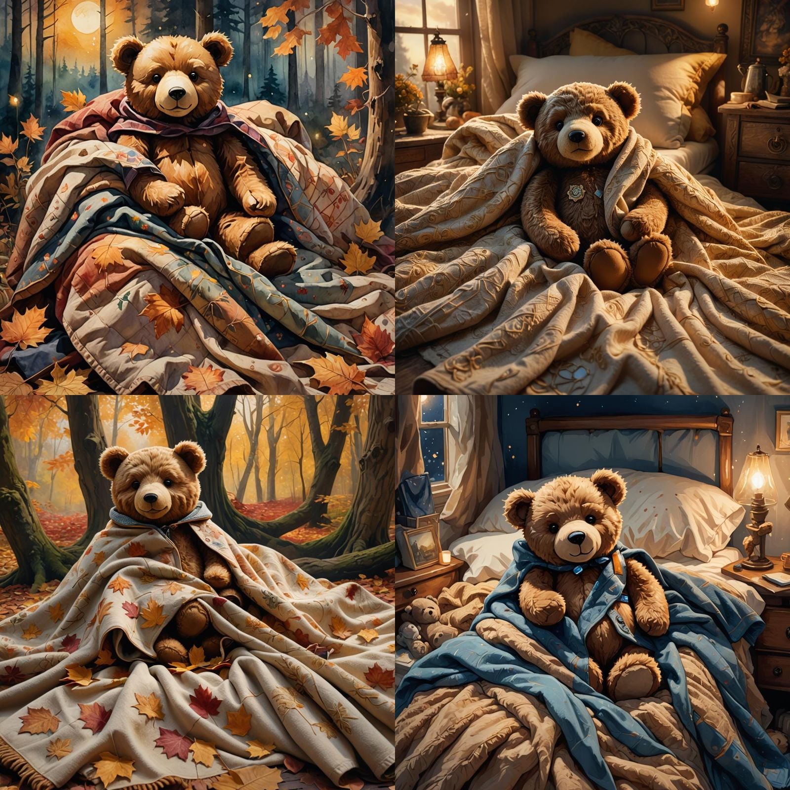 Teddy Bear's Cozy Bed and Forest Adventure