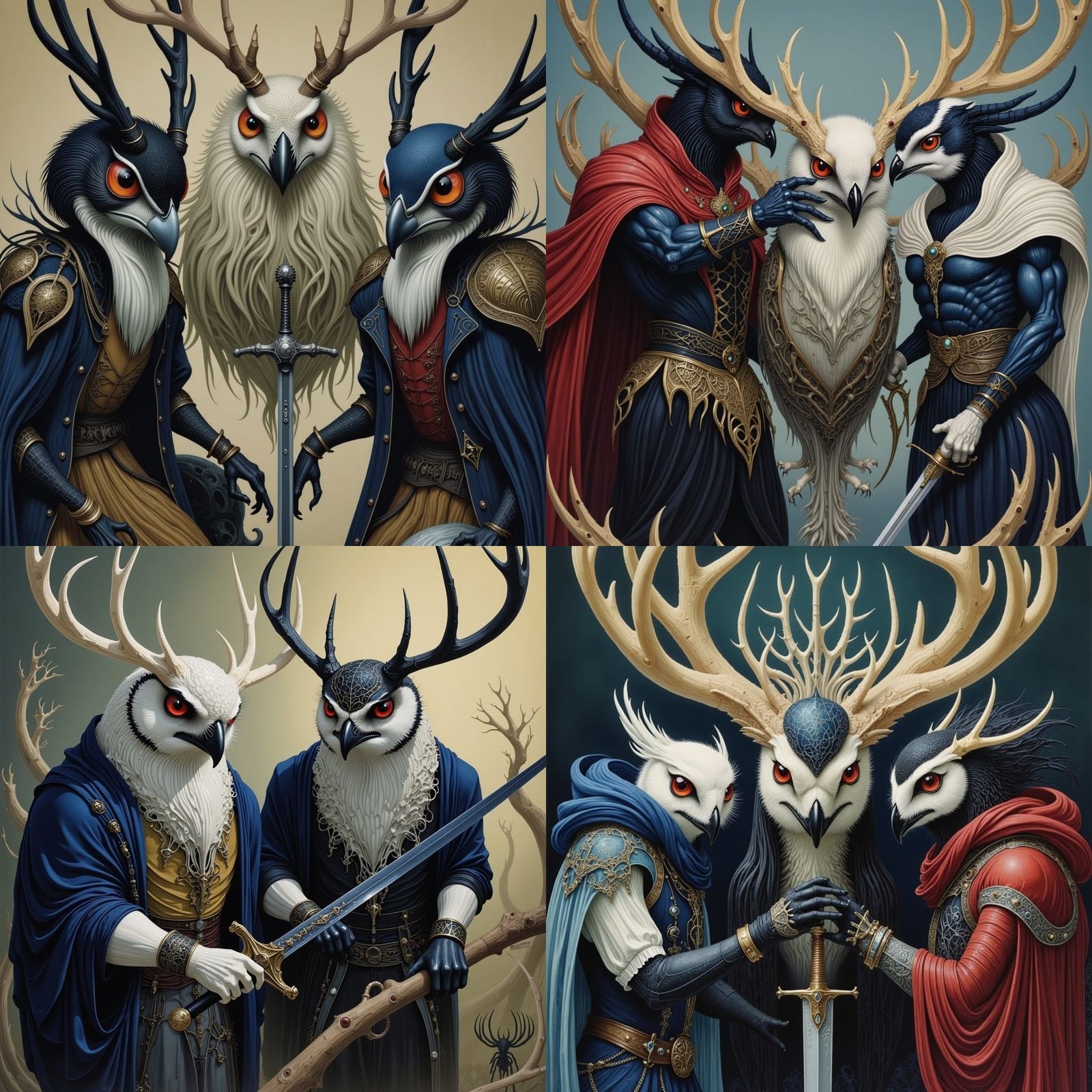 Epic Fantasy Owls in 17th Century French Sword Fight