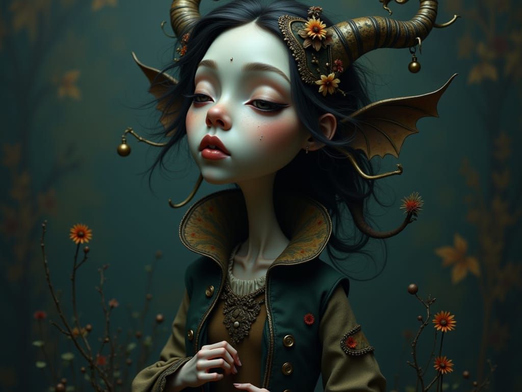 Baroque Quirky Flux Illustration of Midnight Pondering