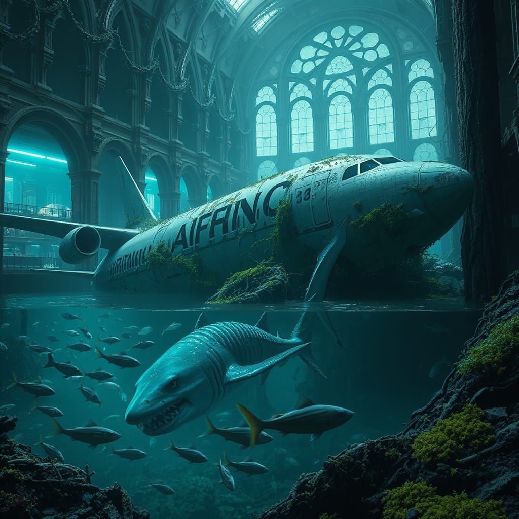 Abandoned Airliner Wrecks in Post-Apocalyptic Mall Underwate...